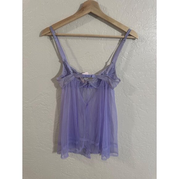 Victoria’s Secret Purple Semi Sheer Floral Twist Front Négligée - Picture 9 of 10